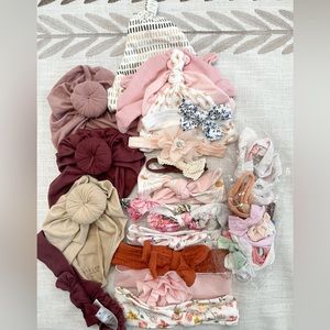 Baby hair bows, turbans, beanies